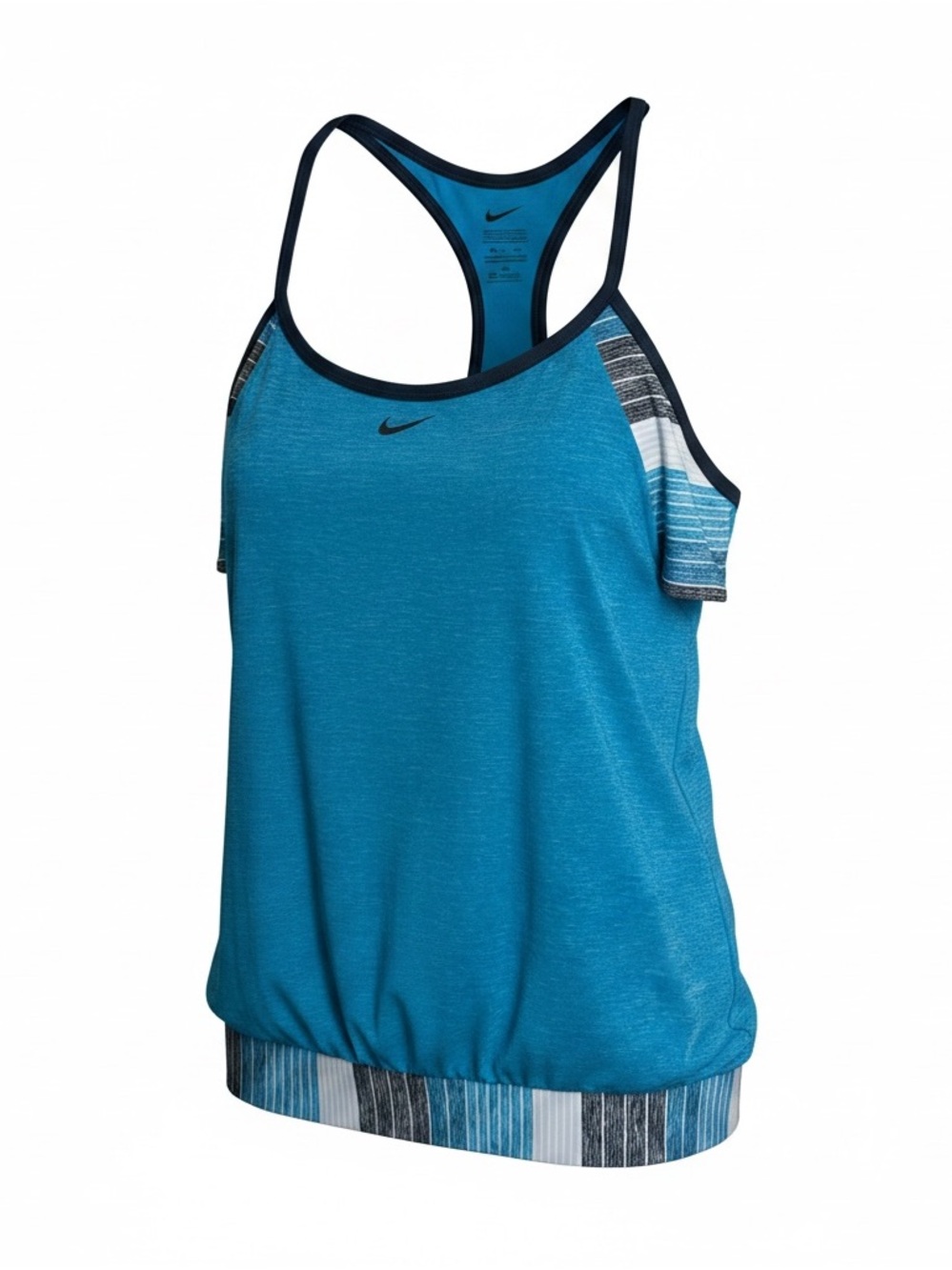 Nike Teal Blue Strappy Athletic Tank with Striped Accents